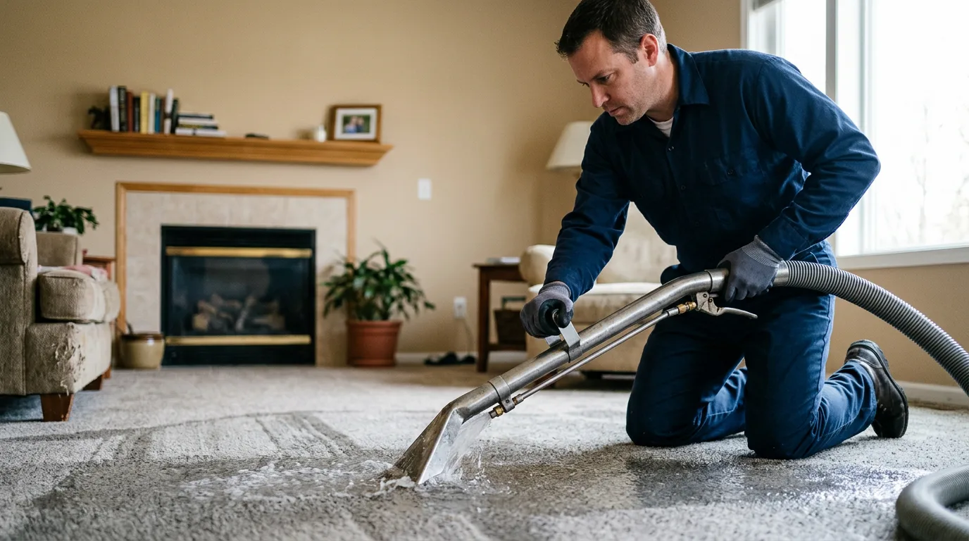 Water damage restoration technician working near Kelly, LA